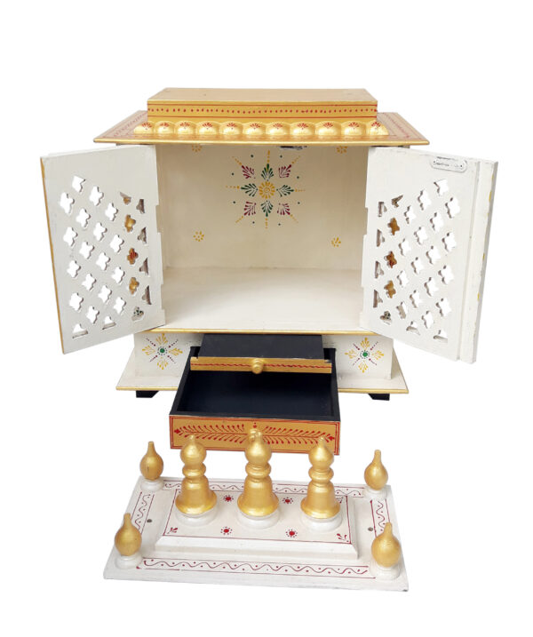 Pooja Mandir Tempel window gold Haustempel Holz mit Statuten